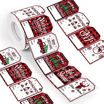 Zonon 720 Pieces Self Adhesive Christmas Gift Tag Xmas Kraft Name Tags Natural Kraft Christmas Stickers Paper Tags Christmas Labels for Christmas Decoration(Snowman Style)