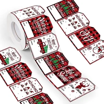 Zonon 720 Pieces Self Adhesive Christmas Gift Tag Xmas Kraft Name Tags Natural Kraft Christmas Stickers Paper Tags Christmas Labels for Christmas Decoration(Snowman Style)