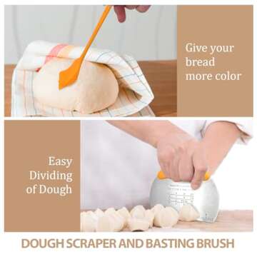 Sourdough Bread Baking Supplies, 10 Inch Round Sourdough Starter Kit, Proofing Basket for Bread Baking, Bread Making Supplies Tools, Banneton Basket Gift Set