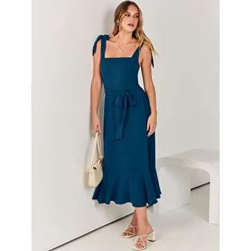 Stylish Caracilia Women's Square Neck Midi Dress for Events