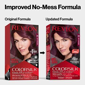 Revlon Permanent Hair Color, Permanent Hair Dye, Colorsilk with 100% Gray Coverage, Ammonia-Free, Keratin and Amino Acids, 34 Deep Burgundy, 4.4 Oz (Pack of 1)
