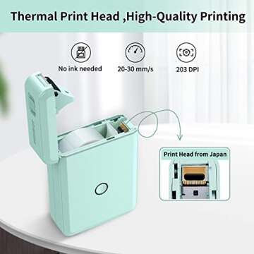 JADENS Label Maker Machine with Tape, D110 Portable Bluetooth Label Printer for Storage, Barcode, Mailing, Office, Home, Organizing, Sticker Maker Mini Label Maker with Multiple Templates, Green