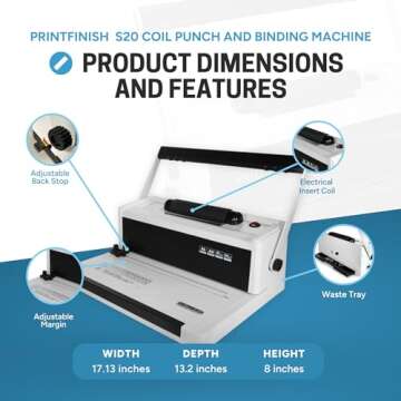 PPE S20 Coil Punch & Binding Machine - with Electric Coil Inserter - Professionally Bind Presentatio...