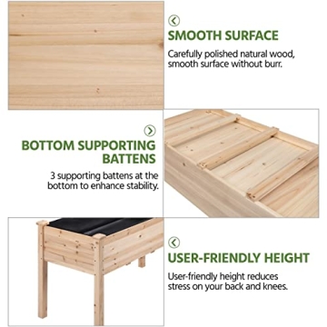 Yaheetech 1pc Raised Garden Bed 48x24x30in Elevated Wooden Horticulture Planter Box with Legs Standing Growing Bed for Gardening/Backyard/Patio/Balcony