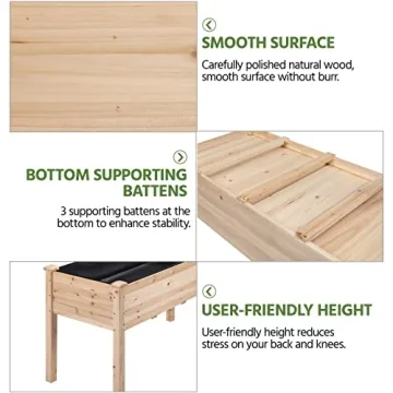 Yaheetech 1pc Raised Garden Bed 48x24x30in Elevated Wooden Horticulture Planter Box with Legs Standing Growing Bed for Gardening/Backyard/Patio/Balcony