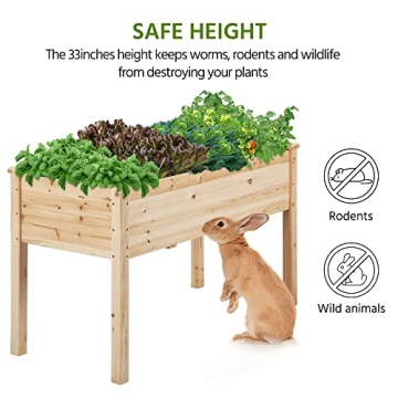 Yaheetech 1pc Raised Garden Bed 48x24x30in Elevated Wooden Horticulture Planter Box with Legs Standing Growing Bed for Gardening/Backyard/Patio/Balcony