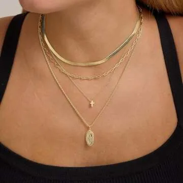 M MOOHAM Cross Necklace for Women - Gold Necklace Jewelry for Women, Dainty 14k Gold Plated Tiny Small Cross Pendant Necklaces for Women, Religious Christian Gifts Jewelry for Women