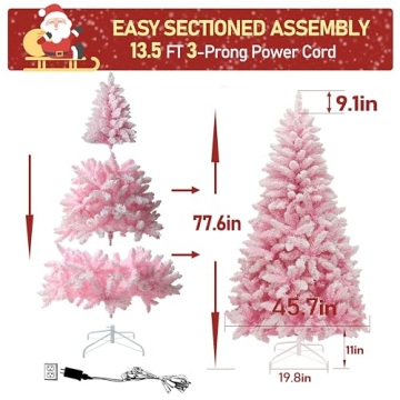 MUPATER 6ft Pre-lit Pink Christmas Tree for Holiday Cheer