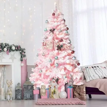 MUPATER 6ft Pre-lit Pink Christmas Tree for Holiday Cheer