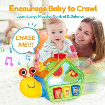 Snail Crawling Toys for 1 Year Old Boys Girls, Musical Baby Toys for 6-12 Months, Early Development Learning Toys for 12-18 Months, Birthday Gifts for 1-2 Year Old Toddlers
