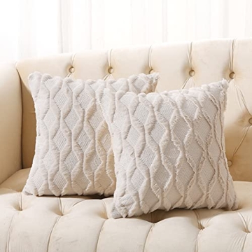Soft Faux Wool Pillow Covers - Pack of 2, 18x18 Inches