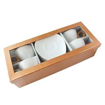 Tableware White Porcelain 5.5 Ounce Coffee Mug Set of 4 Wooden Handle with Saucer Ceramic Tea Cup