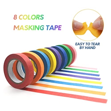 UMETDO 8PCS Colored Masking Tape for Crafts and DIY