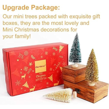 OurWarm 24PCS Mini Christmas Tree Set for Festive Decor