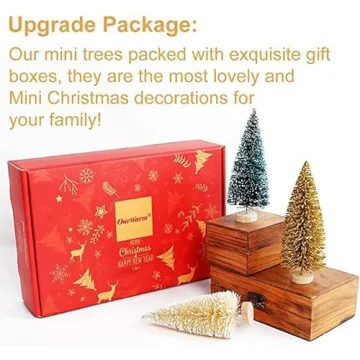 OurWarm 24PCS Mini Christmas Tree Set for Festive Decor