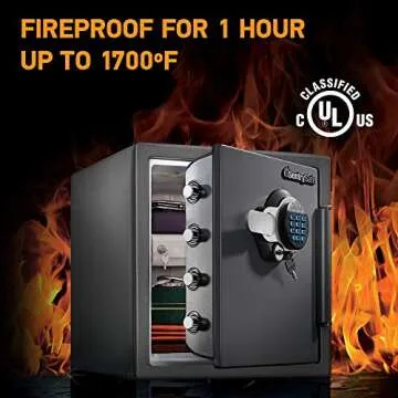 SentrySafe Waterproof and Fireproof Alloy Steel Digital Safe Box for Home with Code Button Keypad, 1.23 Cubic Feet, 17.8 x 16.3 x 19.3 Inches (exterior), SFW123GDC