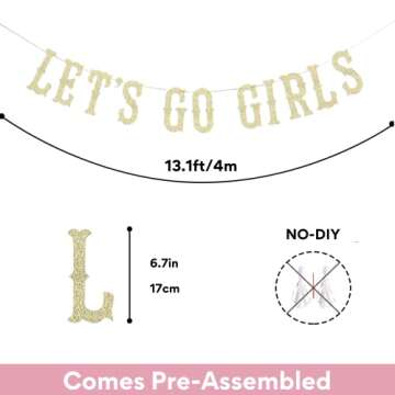 Party101 Gold Let's Go Girls Banner - Cowgirl Party Decorations for Girls - Birthday, Western, Space Disco Cowgirl Bachelorette, Cowboy, Last Rodeo & Nashville Bachelorette Party Decorations for Women