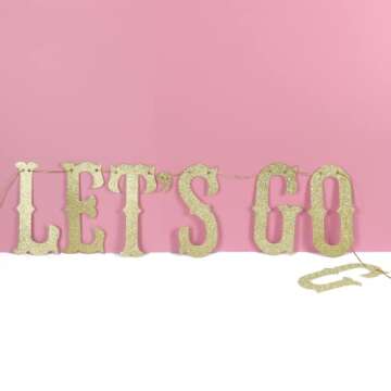 Party101 Gold Let's Go Girls Banner - Cowgirl Party Decorations for Girls - Birthday, Western, Space Disco Cowgirl Bachelorette, Cowboy, Last Rodeo & Nashville Bachelorette Party Decorations for Women