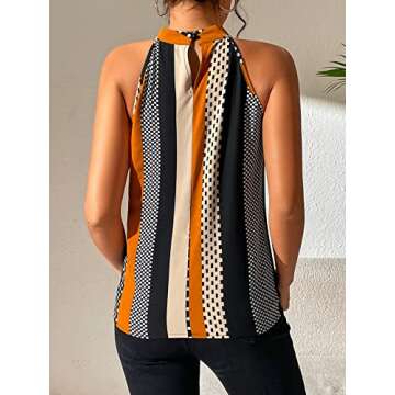 SOLY HUX Women's Summer Halter Tops Keyhole Polka Dots Blouses Striped Tank Top Casual Sleeveless Sh...