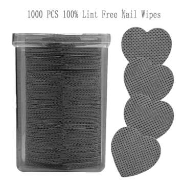 1000 PCS Lint Free Nail Wipes, Nail Polish Remover Wipes for Lash Extension Supplies,Lash Glue Wipes Eyelash Extension Glue Wipes,Nail Wipes for Gel Nail Polish Remover,Lash Glue Cleaning Pads, Black