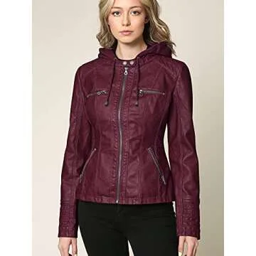 Stylish Removable Hoodie Women's Motorcycle Jacket