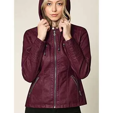 Stylish Removable Hoodie Women's Motorcycle Jacket