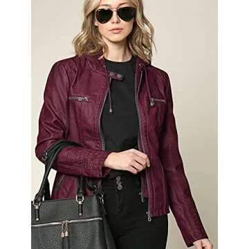 Stylish Removable Hoodie Women's Motorcycle Jacket
