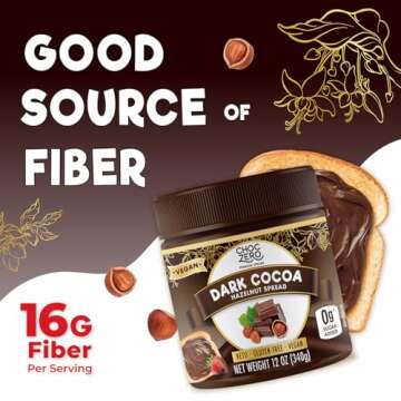 Vegan Cocoa Hazelnut Spread by ChocZero - Keto Friendly, Sugar Free Dessert and Keto Bread Topping - Low Carb Chocolate (1 jar, 12 oz)