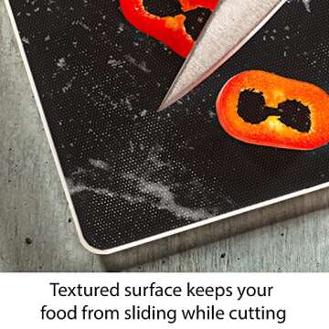 CounterArt Black Marble Design 3mm Heat Tolerant Tempered Glass Cutting Board 15” x 12” Manufactured in the USA Dishwasher Safe