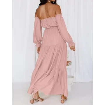 Stylish Off-Shoulder Boho Maxi Dress by ZESICA
