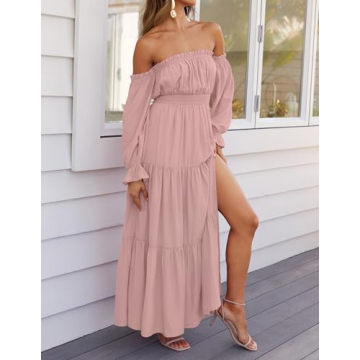 Stylish Off-Shoulder Boho Maxi Dress by ZESICA