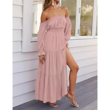 Stylish Off-Shoulder Boho Maxi Dress by ZESICA