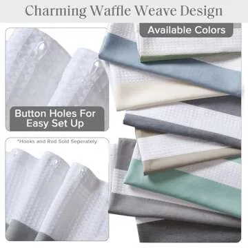 Madison Park Shower Curtain Waffle Weave Striped Pieced Design Fabric Shower Curtains for Bathroom with 3M Scotchgard Moisture Management Premium Spa Quality Modern Standard 72"x72" Grey