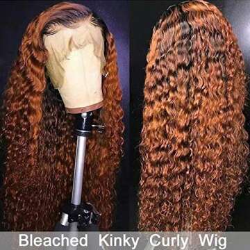 24 Inch Lace Front Wigs T-part Human Hair Wigs Middle Part Curly Wave Lace Front Wigs for Black Women 150% Density Brazilian Virgin Human Hair Kinky Curly Lace Front Wig with Baby Hair Natural Color