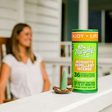 Murphy’s Naturals Mosquito Repellent Incense Cones (36 Count) | Ceramic Burning Dish Included | Proven, Natural Ingredients Like Rosemary, Lemongrass and Citronella | Each Cone Protects 24+ Minutes