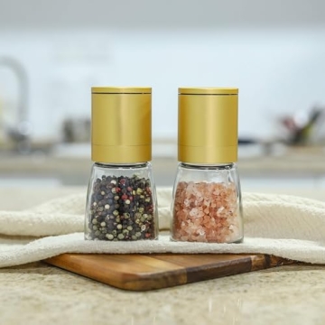 VUCCHINI Golden Adjustable Ceramic Salt Pepper Grinder Set