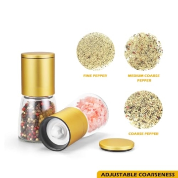 VUCCHINI Golden Adjustable Ceramic Salt Pepper Grinder Set