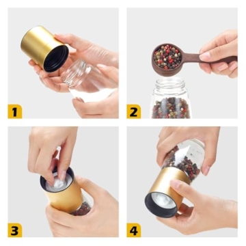 VUCCHINI Golden Adjustable Ceramic Salt Pepper Grinder Set