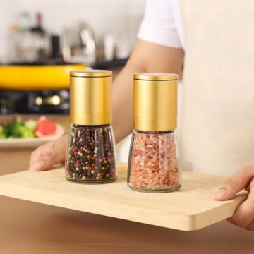 VUCCHINI Golden Adjustable Ceramic Salt Pepper Grinder Set