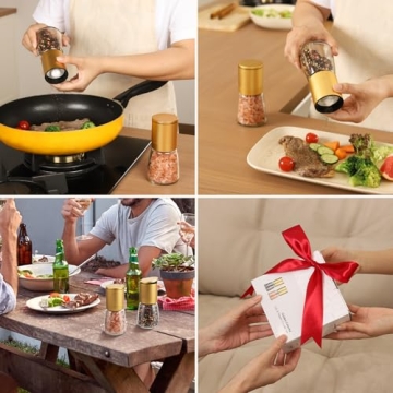 VUCCHINI Golden Adjustable Ceramic Salt Pepper Grinder Set