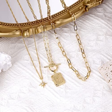 Trendy MJartoria Layered Initial Necklace for Women - Gold