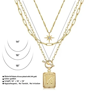 Trendy MJartoria Layered Initial Necklace for Women - Gold