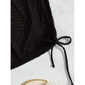 Falainetee Women's Sheer Beach Cover Up Shorts Black