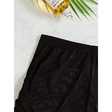 Falainetee Women's Sheer Beach Cover Up Shorts Black