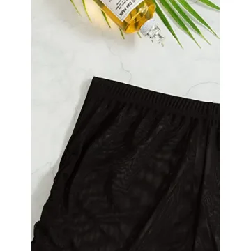 Falainetee Women's Sheer Beach Cover Up Shorts Black