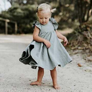 Toddler Baby Girl Dress Summer Cotton Linen Ruffle Halter Sleeveless Kids Casual Beach Party Dresses...