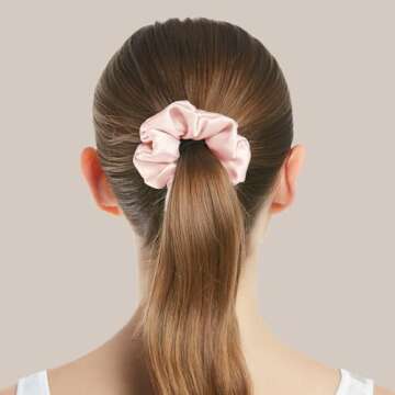 LILYSILK Silk Hair Scrunchies/Ties for Frizz & Breakage Prevention, 100% Mulberry, No Damage, Elastic ponytail Holders, 1Pc, Pale Pink