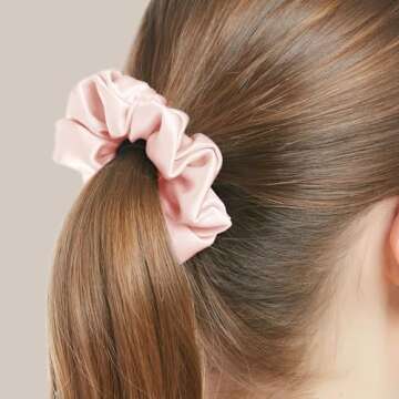 LILYSILK Silk Hair Scrunchies/Ties for Frizz & Breakage Prevention, 100% Mulberry, No Damage, Elastic ponytail Holders, 1Pc, Pale Pink