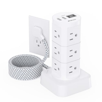 Power Strips with Surge Protection, Flat Plug Power Strip with 12 Outlets 4 USB Ports, Surge Protect...