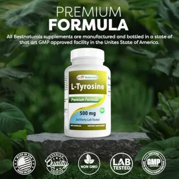 Best Naturals L-Tyrosine 500 Mg 180 Capsules - Boost Focus & Energy